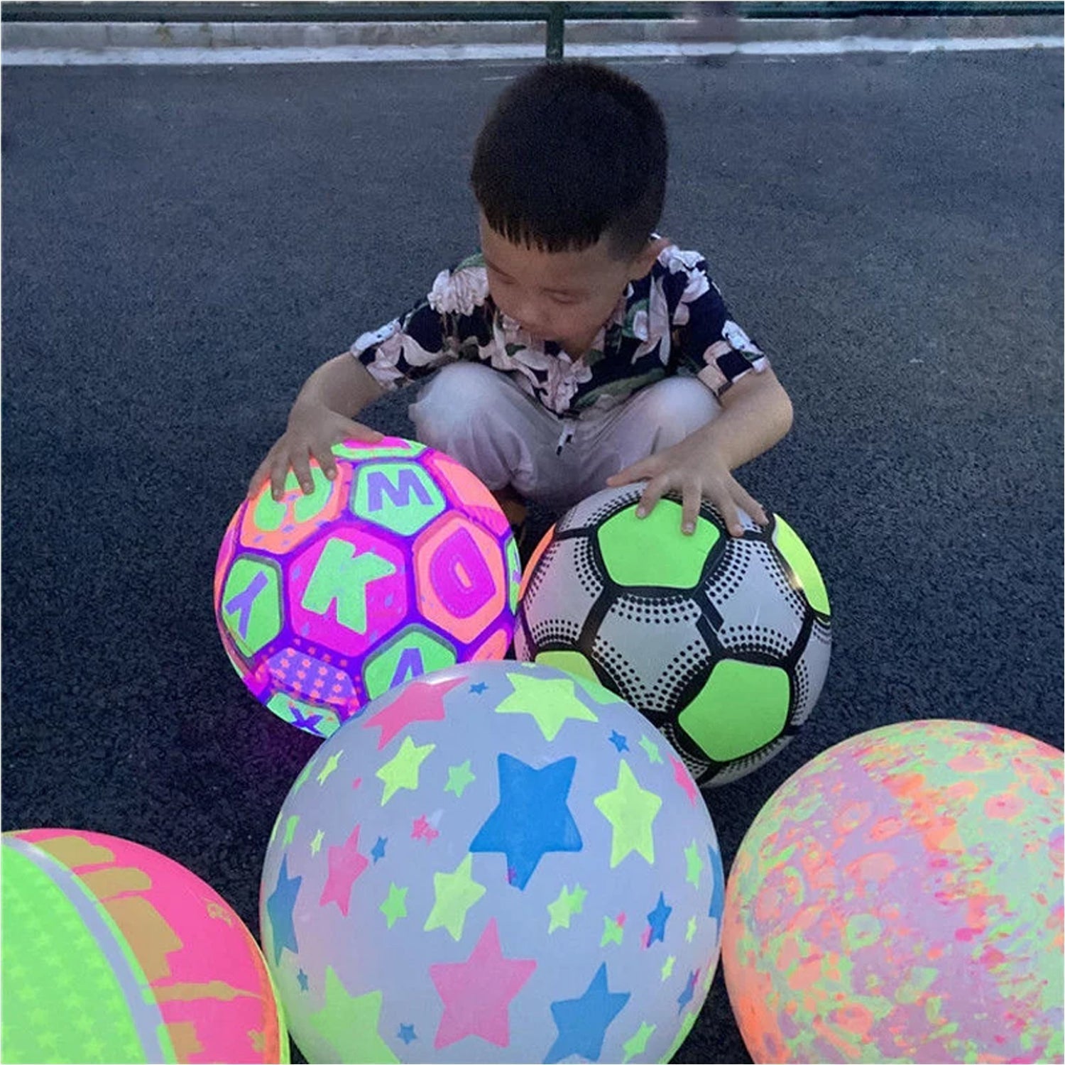 Bouncy LED stress ball for kids, demonstrating its bounce and fun features Bouncy LED stress ball for kids, demonstrating its bounce and fun features
